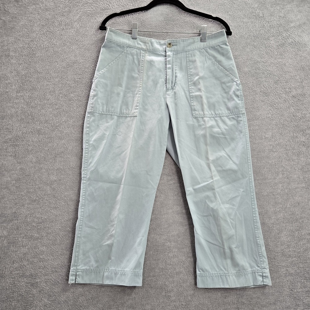 Woolrich Women Pants 6 Petite Blue Seamist Cropped 21" Inseam Straight Mid Rise